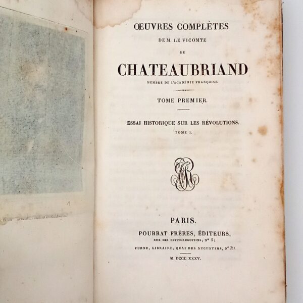 Essai sur les Révolutions, Chateaubriand, Pourrat & Furne, 1835. – Image 4