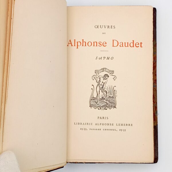 Sapho, Alphonse Daudet, Paris, Librairie Alphonse Lemerre, XIXe. – Image 2