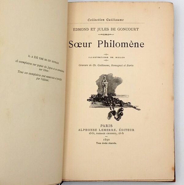 Sœur Philomène, Edmond et Jules Goncourt, Collection Guillaume, Lemerre, 1890. – Image 4