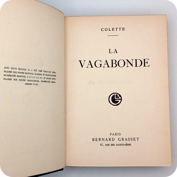 La Vagabonde, Colette, Vélin pur chiffon, Grasset, 1929. – Image 3